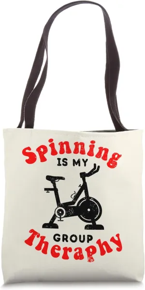 Spinning Class Indoor Cycling Spin Bike Workout Spin Therapy Tote Bag