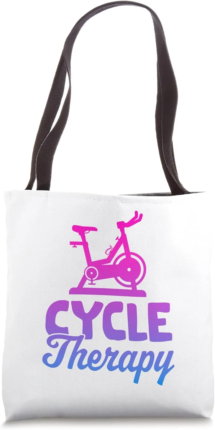 Spinning Class Indoor Cycling Spin Bike Workout Spin Therapy Tote Bag