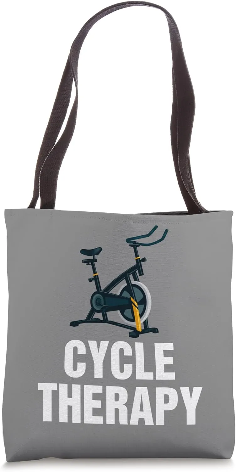 Spinning Class Indoor Cycling Spin Bike Workout Spin Therapy Tote Bag