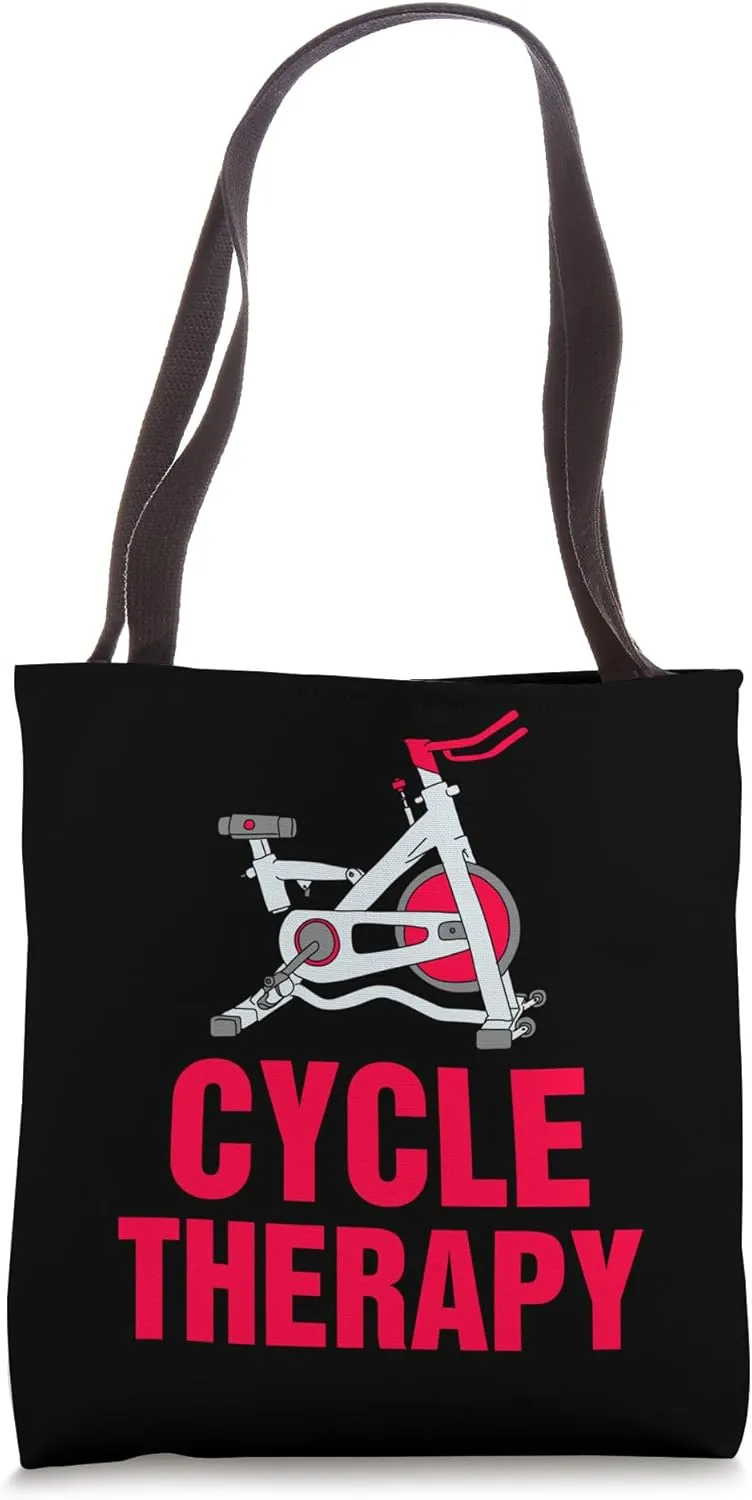 Spinning Class Indoor Cycling Spin Bike Workout Spin Therapy Tote Bag
