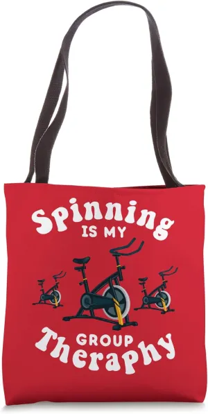 Spinning Class Indoor Cycling Spin Bike Workout Spin Therapy Tote Bag