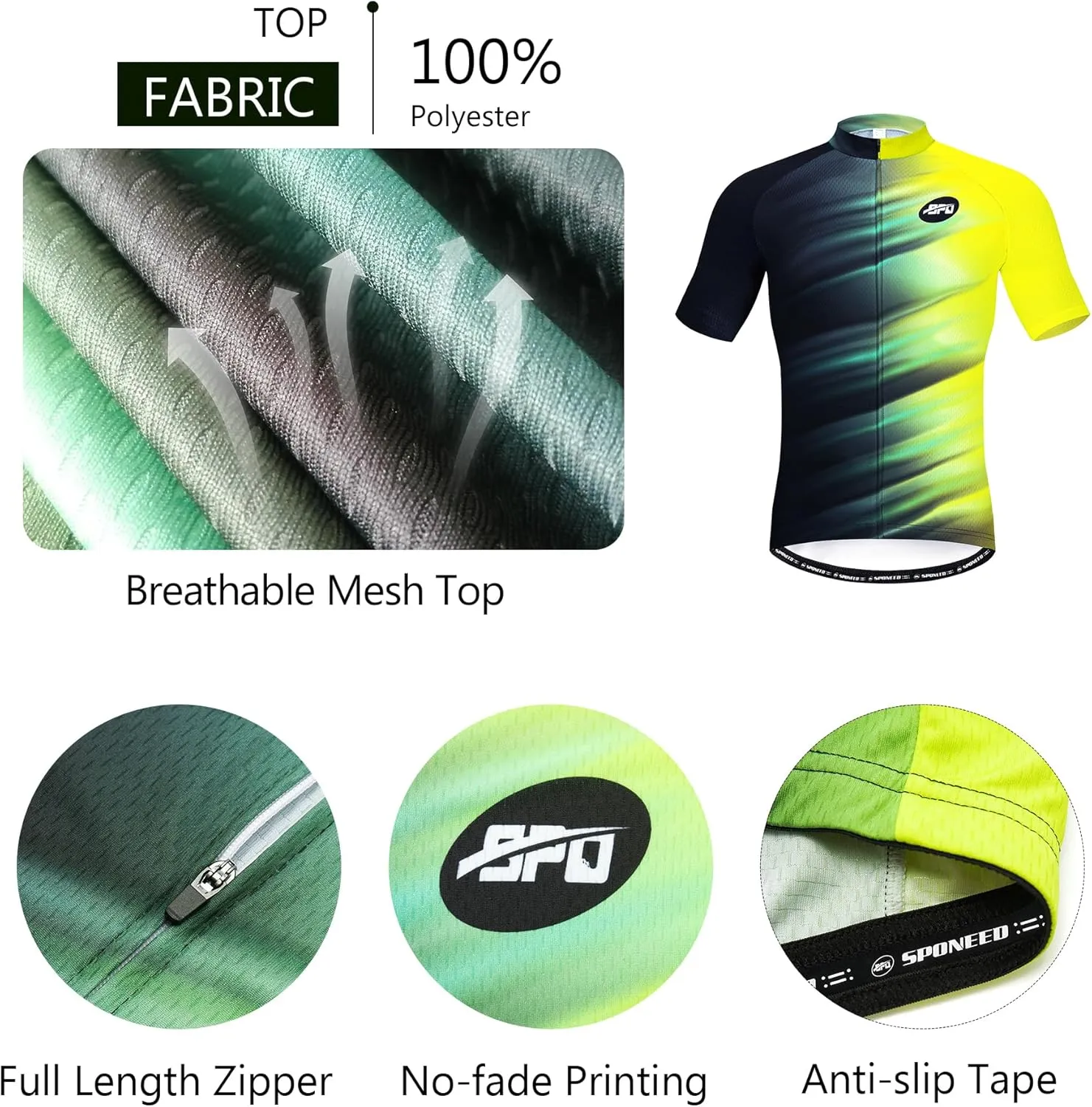 sponeed Cycling Jersey Short Sleeve Suits Men Bike Clothing Road Bicycle Shorts Padded Outfits