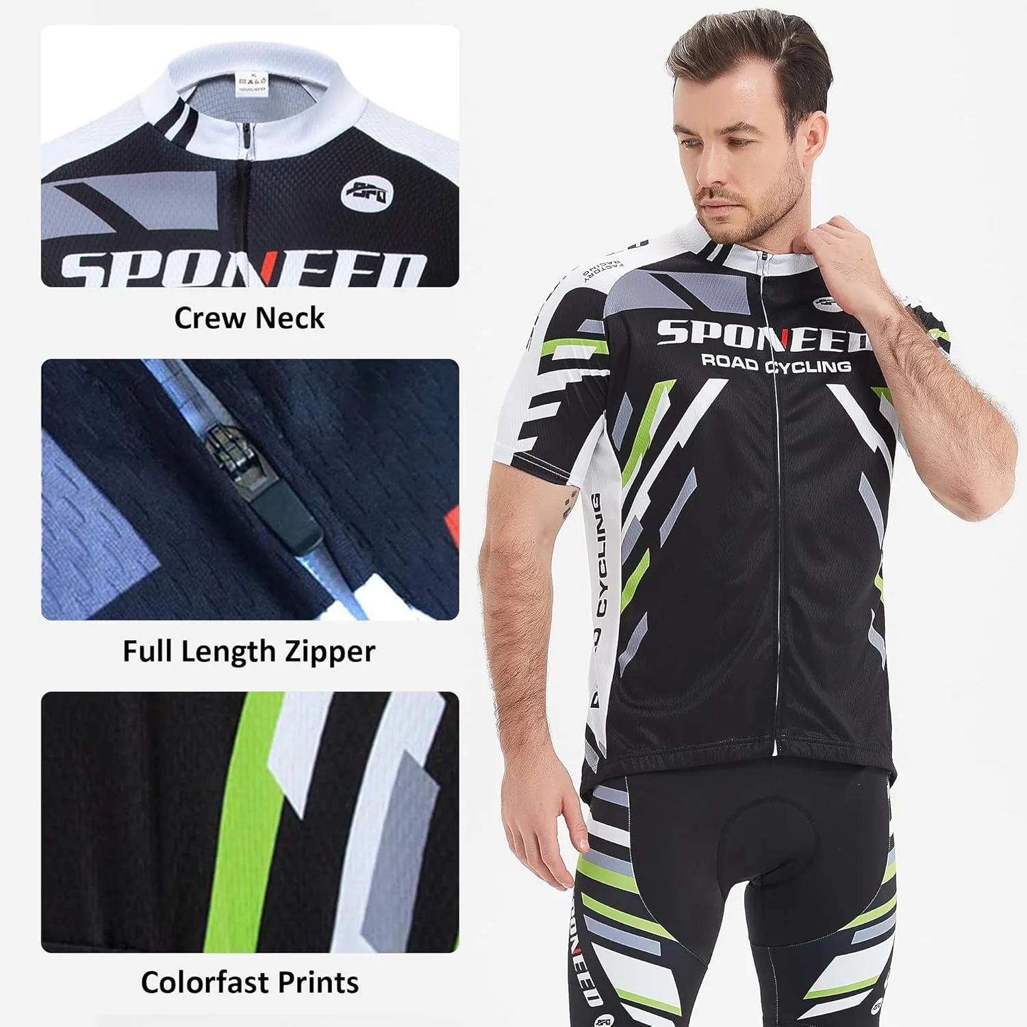 sponeed Cycling Jersey Short Sleeve Suits Men Bike Clothing Road Bicycle Shorts Padded Outfits