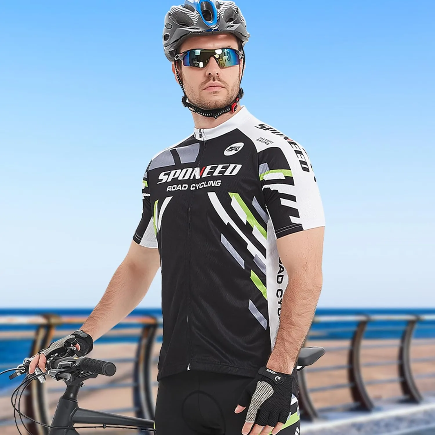 sponeed Cycling Jersey Short Sleeve Suits Men Bike Clothing Road Bicycle Shorts Padded Outfits