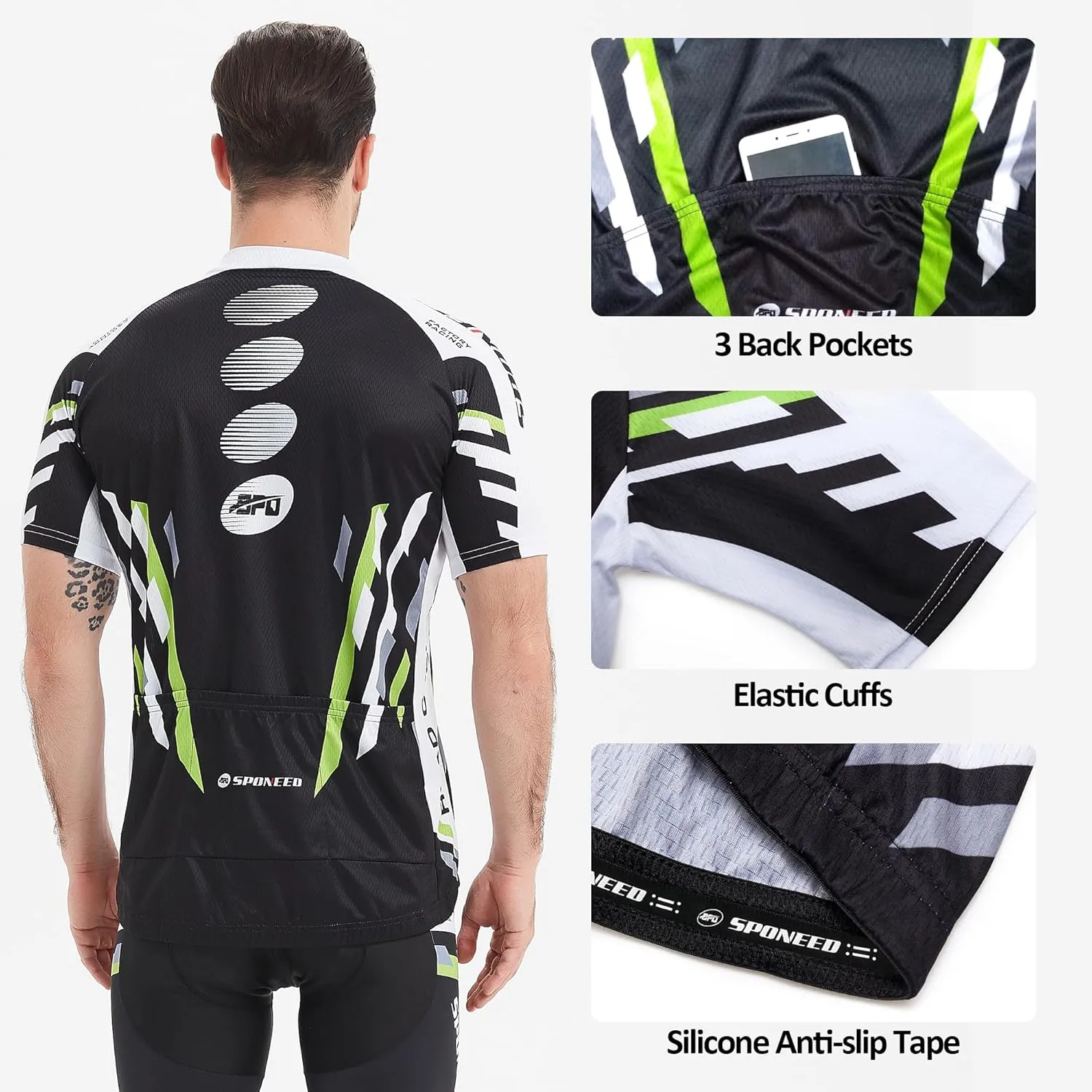 sponeed Cycling Jersey Short Sleeve Suits Men Bike Clothing Road Bicycle Shorts Padded Outfits