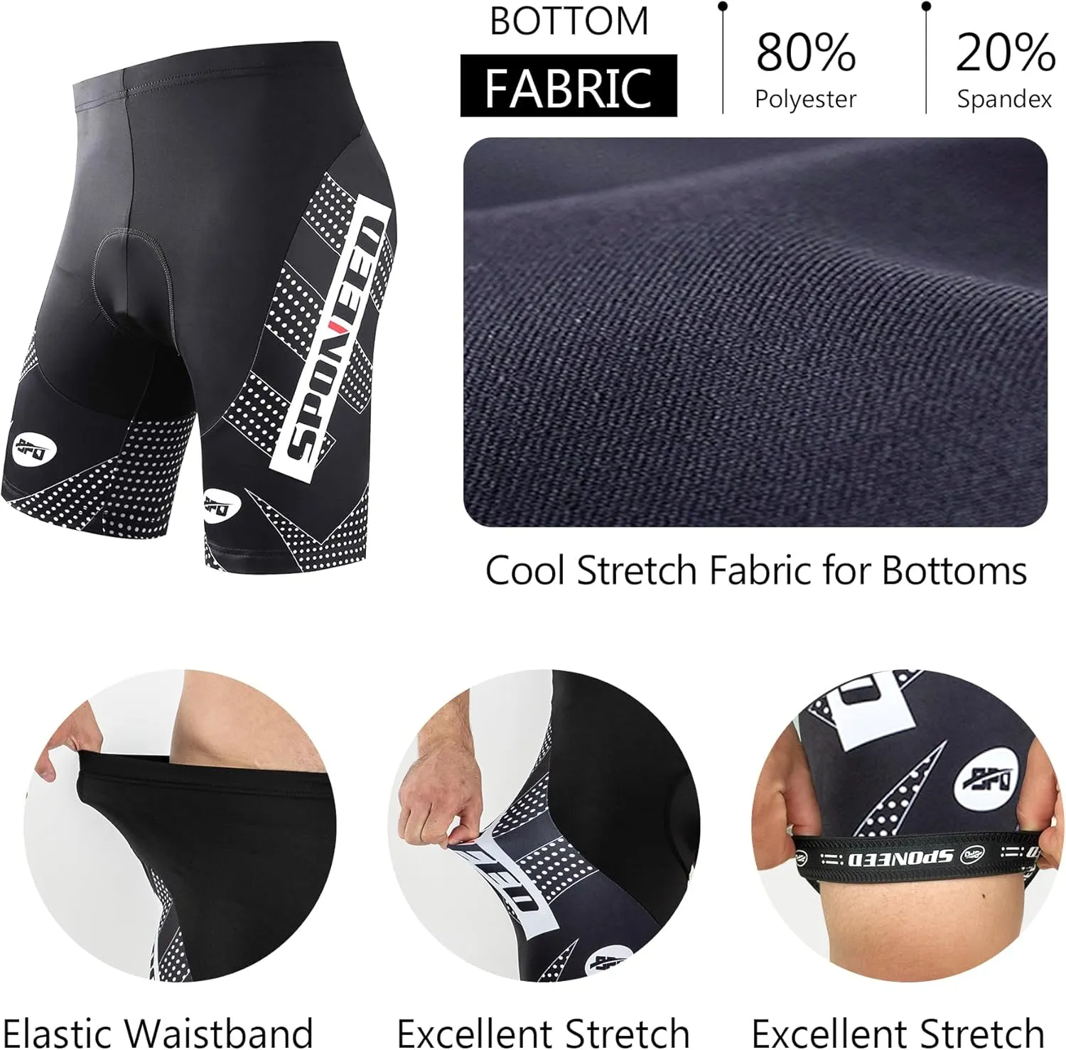 sponeed Cycling Jersey Short Sleeve Suits Men Bike Clothing Road Bicycle Shorts Padded Outfits