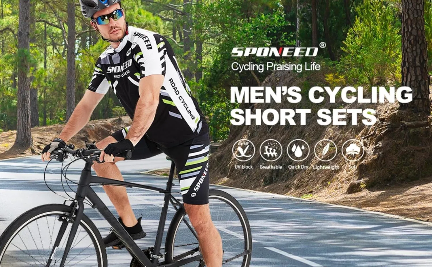 sponeed Cycling Jersey Short Sleeve Suits Men Bike Clothing Road Bicycle Shorts Padded Outfits