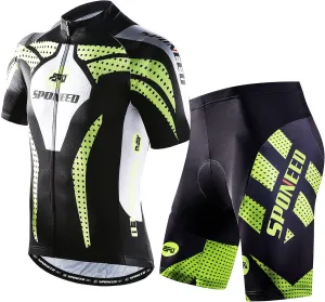 sponeed Men Cycle Outfit Set Bicycle Jersey Road Biker Shorts Trianthlon Cycling Gear Shirts