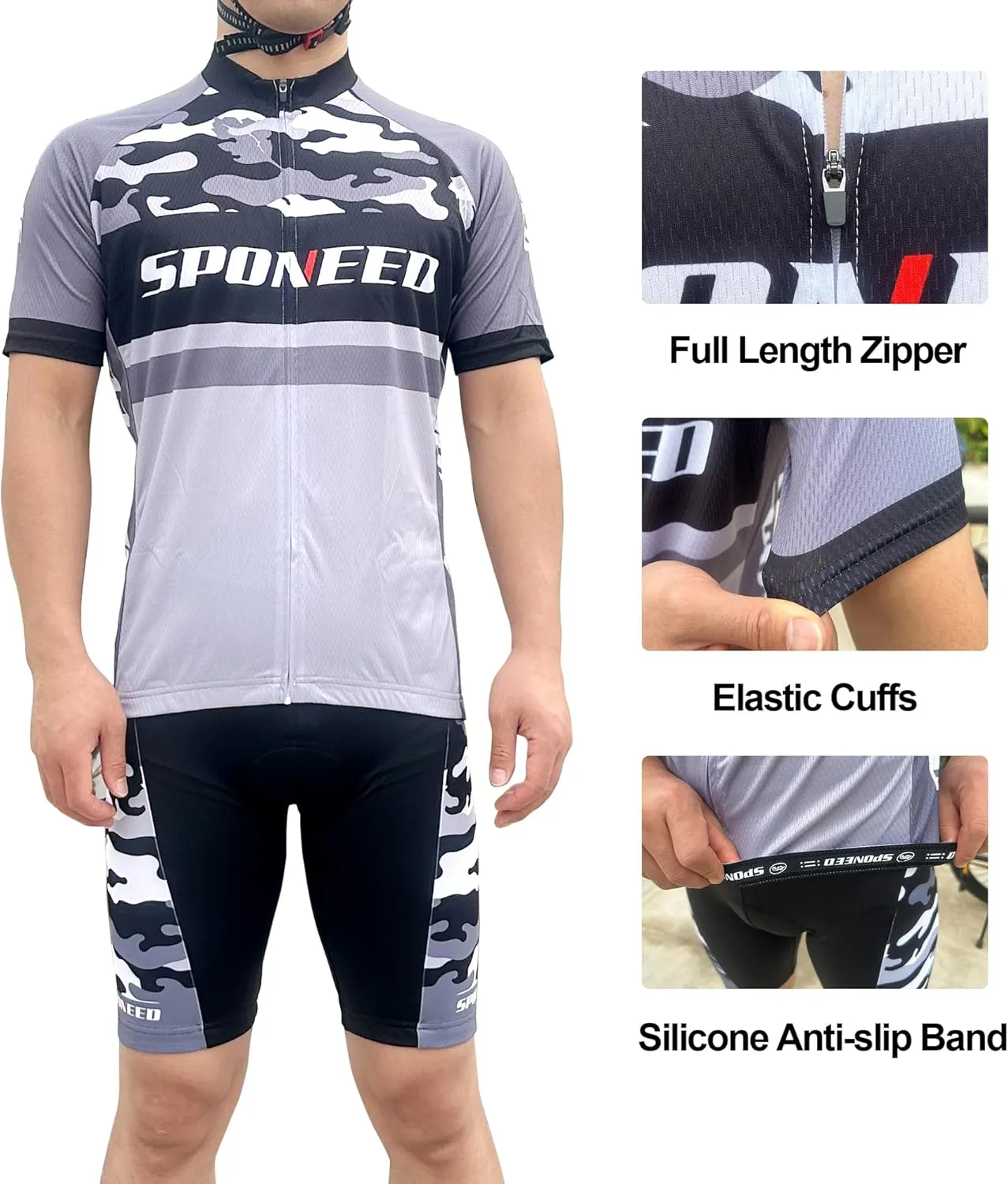 sponeed Men Cycle Outfit Set Bicycle Jersey Road Biker Shorts Trianthlon Cycling Gear Shirts