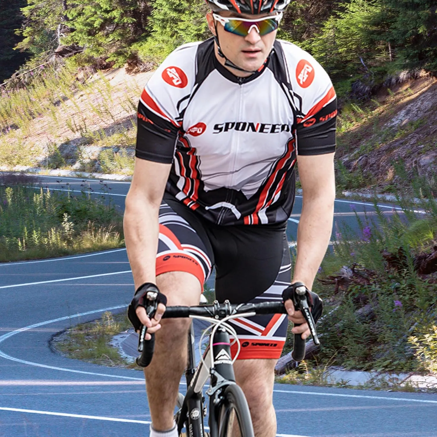 sponeed Men's Cycling Jerseys Tops Biking Shirts Short Sleeve Bike Clothing Full Zipper Bicycle Jacket with Pockets