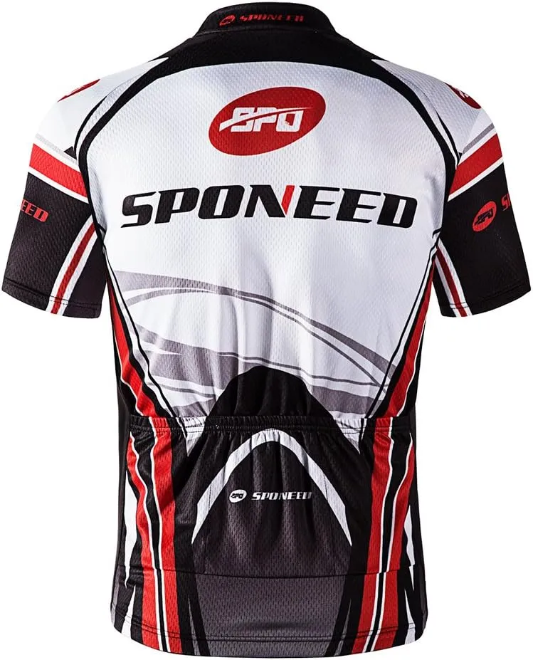 sponeed Men's Cycling Jerseys Tops Biking Shirts Short Sleeve Bike Clothing Full Zipper Bicycle Jacket with Pockets