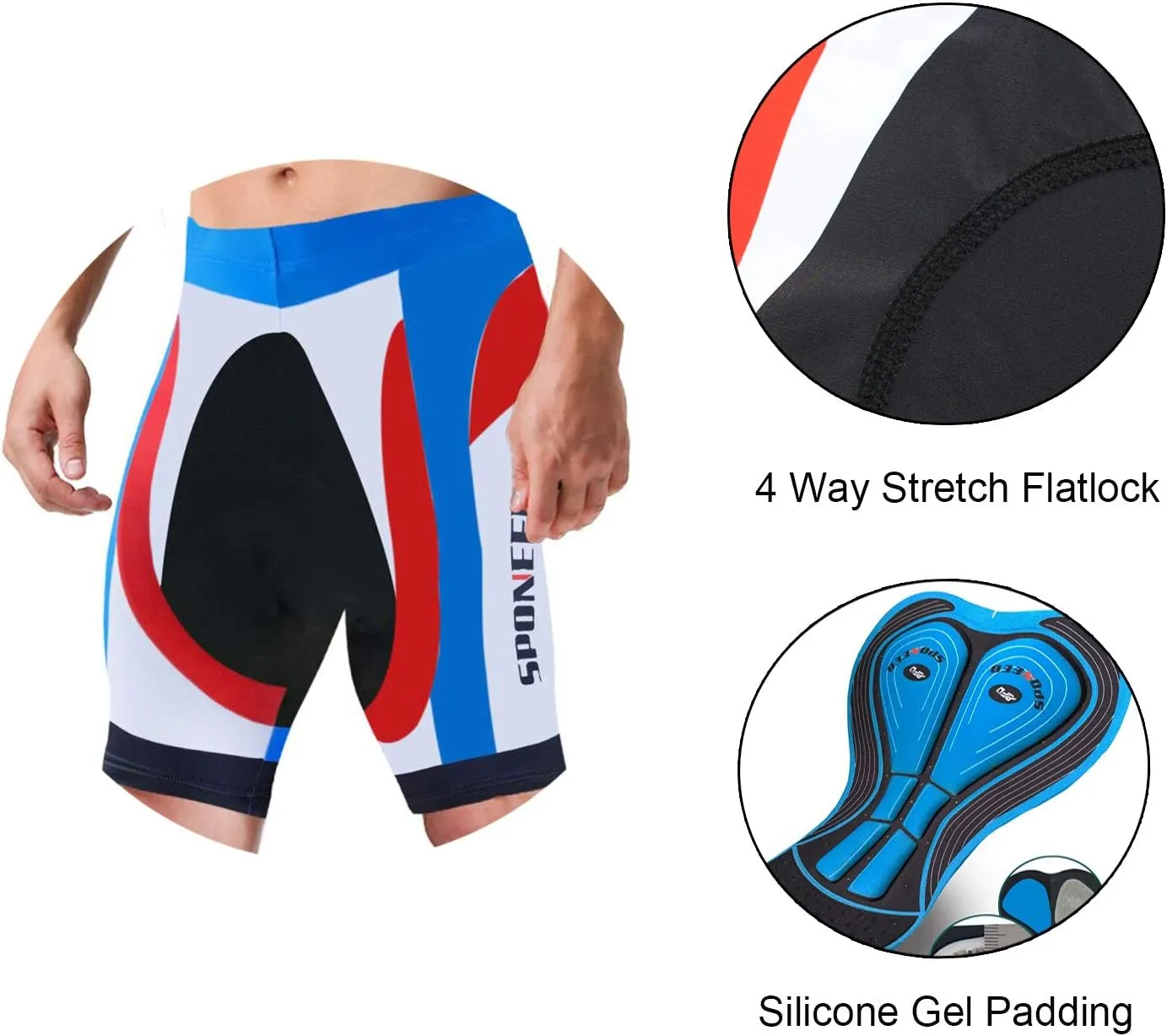 sponeed Men's Cycling Padded Shorts Men Bike Short Pants Cycle Spandex Tights Biking Wear