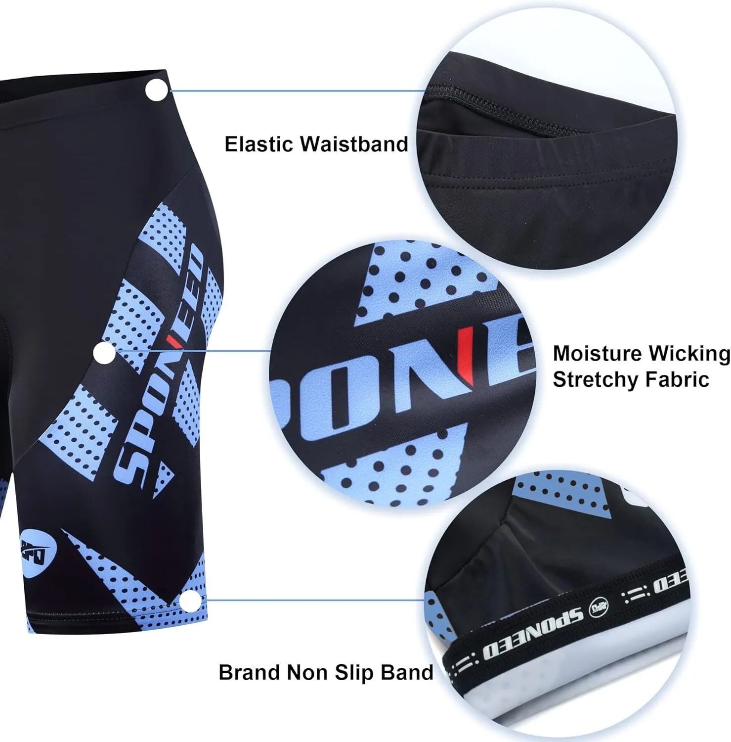 sponeed Men's Cycling Shorts Padded Bicycle Riding Pants Bike Biking Clothes Cycle Wear Tights