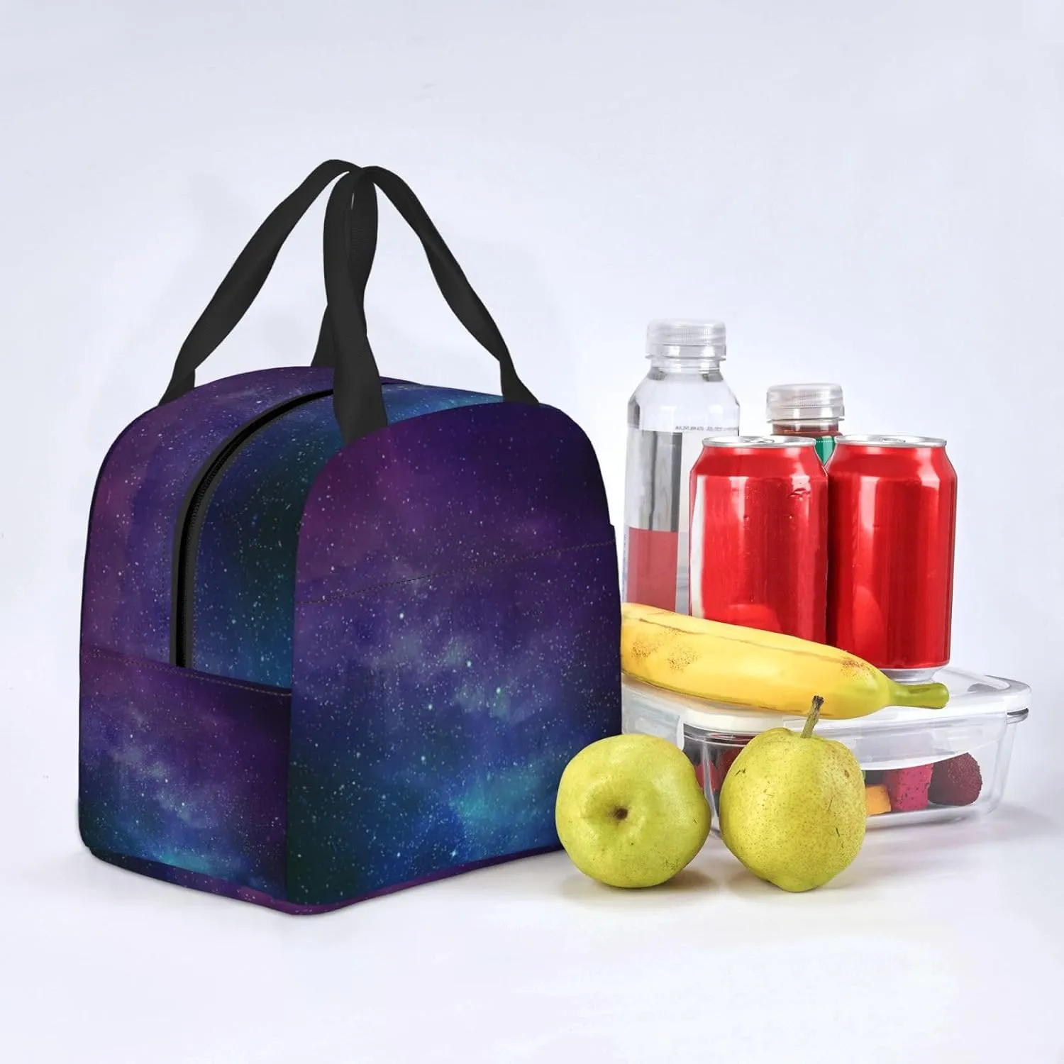 SSIMOO Universe With Stars And Galaxy Interstellar Reusable Lunch Bagâ€“insulated Food Container,Perfect For Work And Outdoor Activities.