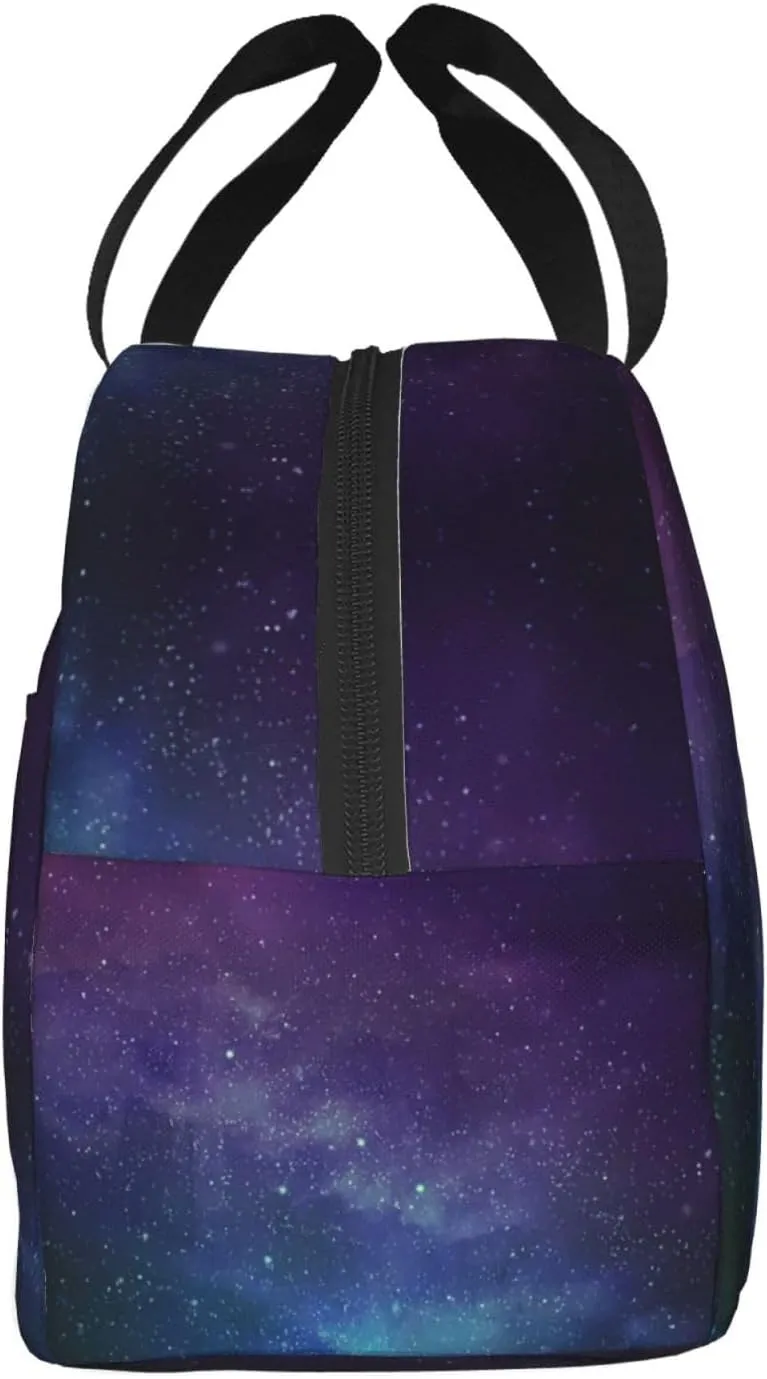 SSIMOO Universe With Stars And Galaxy Interstellar Reusable Lunch Bagâ€“insulated Food Container,Perfect For Work And Outdoor Activities.