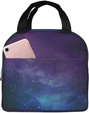 SSIMOO Universe With Stars And Galaxy Interstellar Reusable Lunch Bagâ€“insulated Food Container,Perfect For Work And Outdoor Activities.