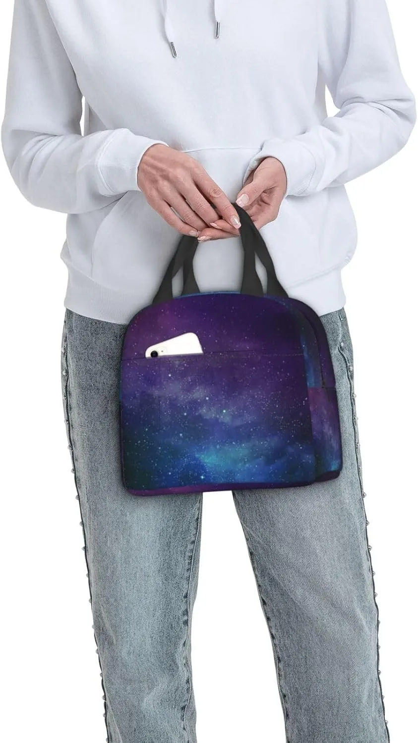 SSIMOO Universe With Stars And Galaxy Interstellar Reusable Lunch Bagâ€“insulated Food Container,Perfect For Work And Outdoor Activities.