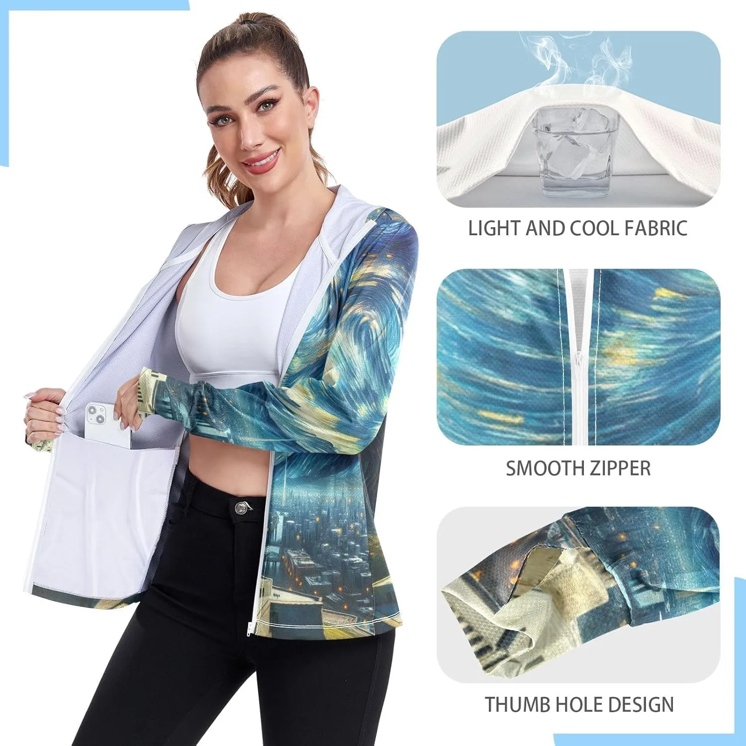Statue Of Liberty Starry Night Upf Clothing Women, Upf 50  Fishing Shirt Women, S-XXL