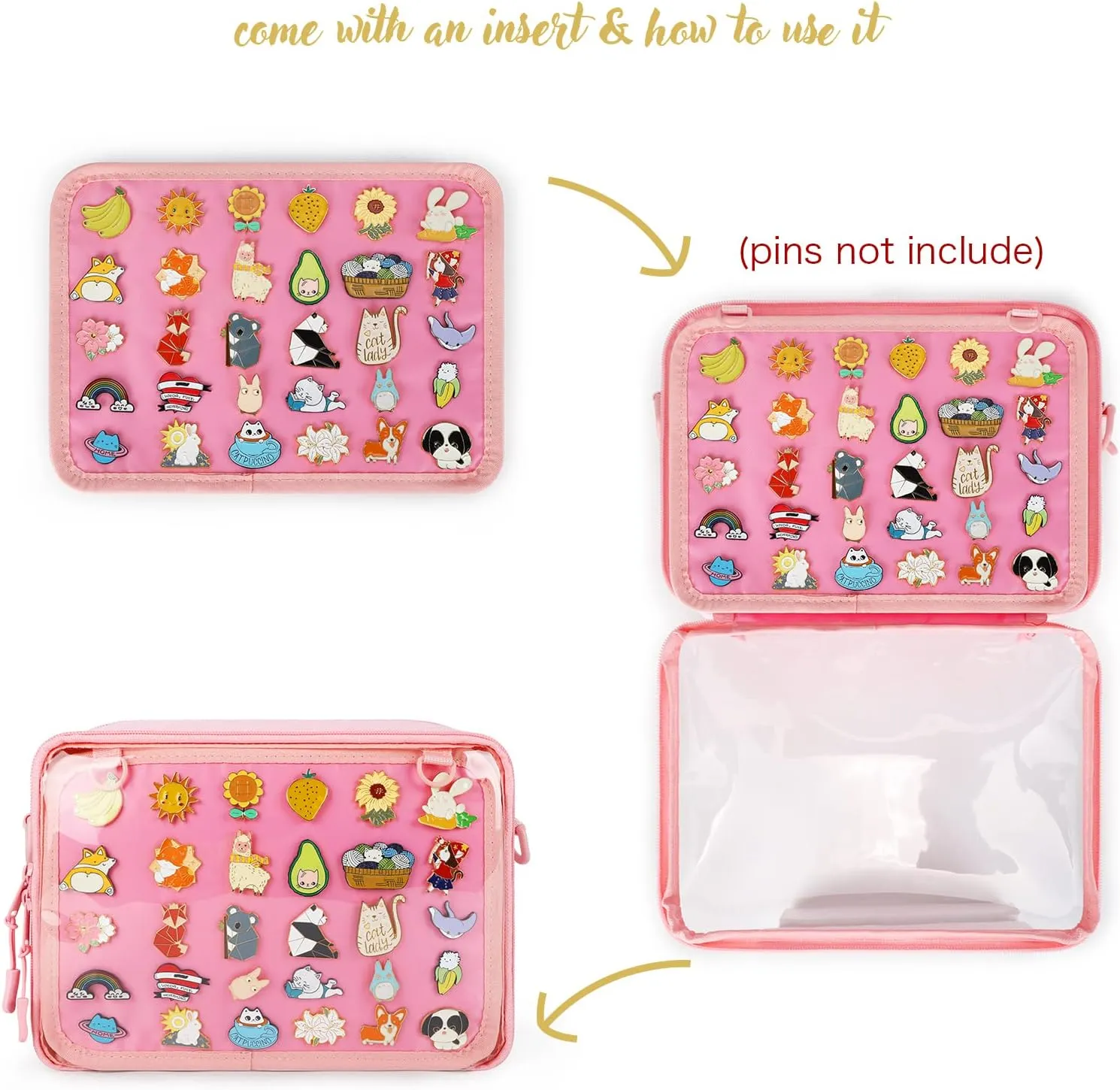 STEAMEDBUN Ita Bag Crossbody Small Ita Purse Pin Display Bag with Insert