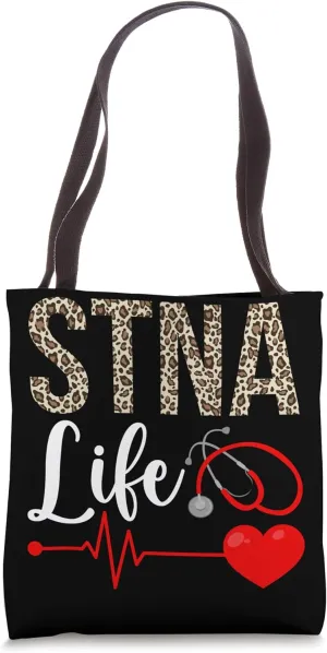 STNA Life State Tested Nursing Assistant Leopard STNA Nurse Tote Bag