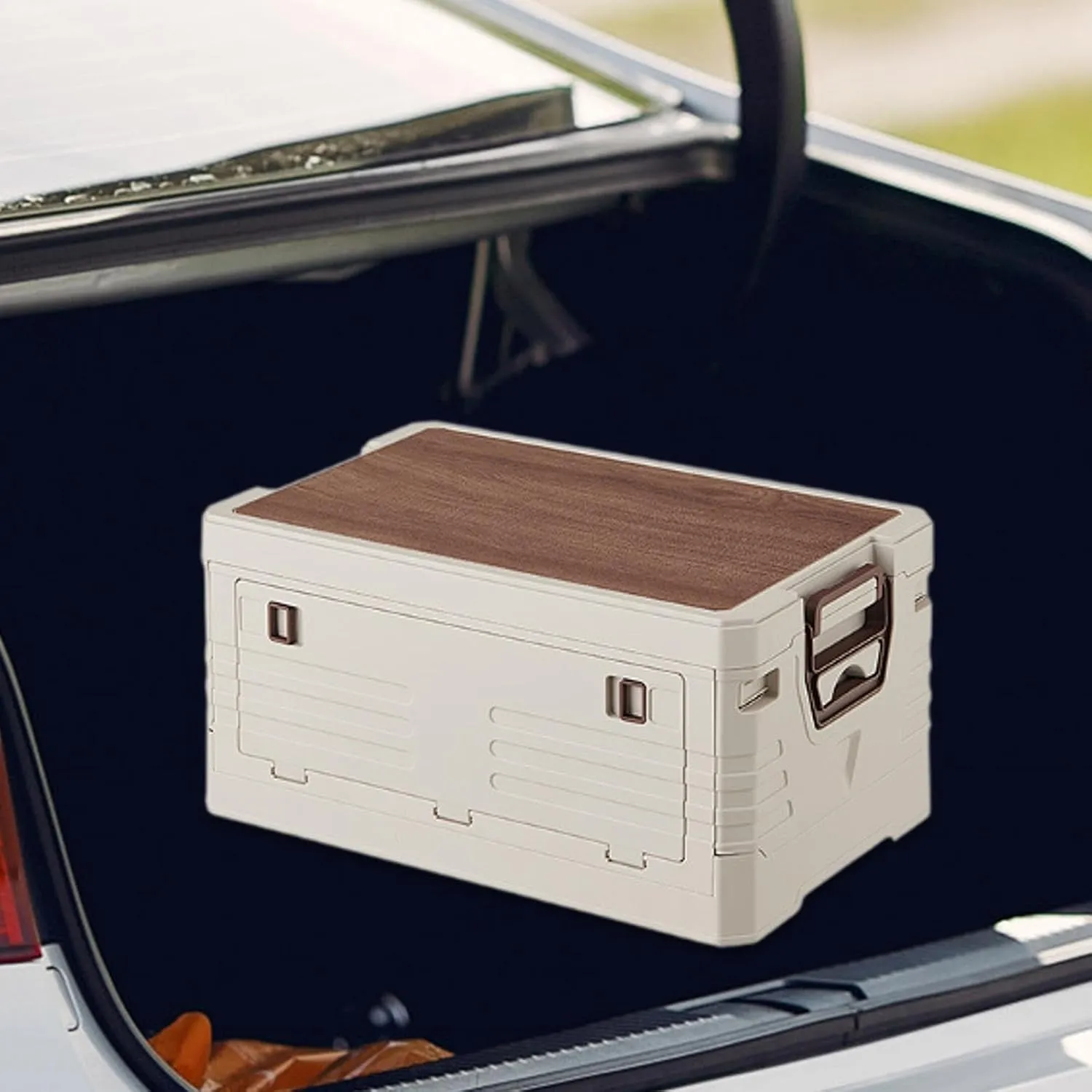 Storage Bin, Camping Storage Box with Handle, Folding Storage Box for Fishing, Small Single Layer