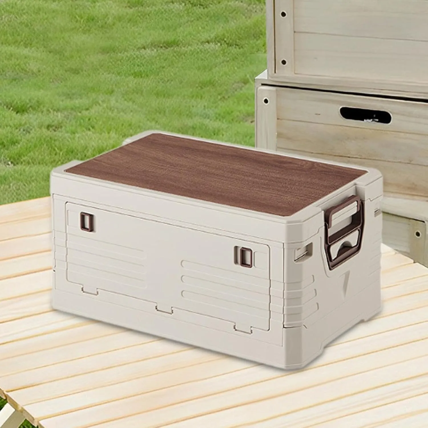 Storage Bin, Camping Storage Box with Handle, Folding Storage Box for Fishing, Small Single Layer