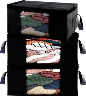 Storage Bins Storage Bags Closet Organizers Sweater Storage Clothes Storage Containers 3pc Pack Black