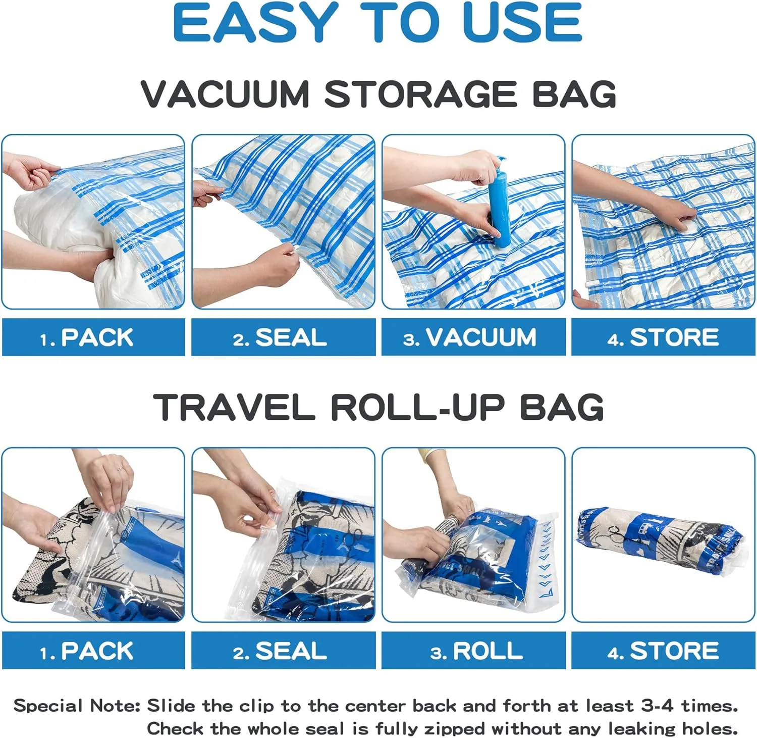 Storage Master Vacuum Storage Bags for Clothes, 35 Airtight Vacuum Seal Space Saver Bags for Clothing Blankets and Comforters (35 Pack)