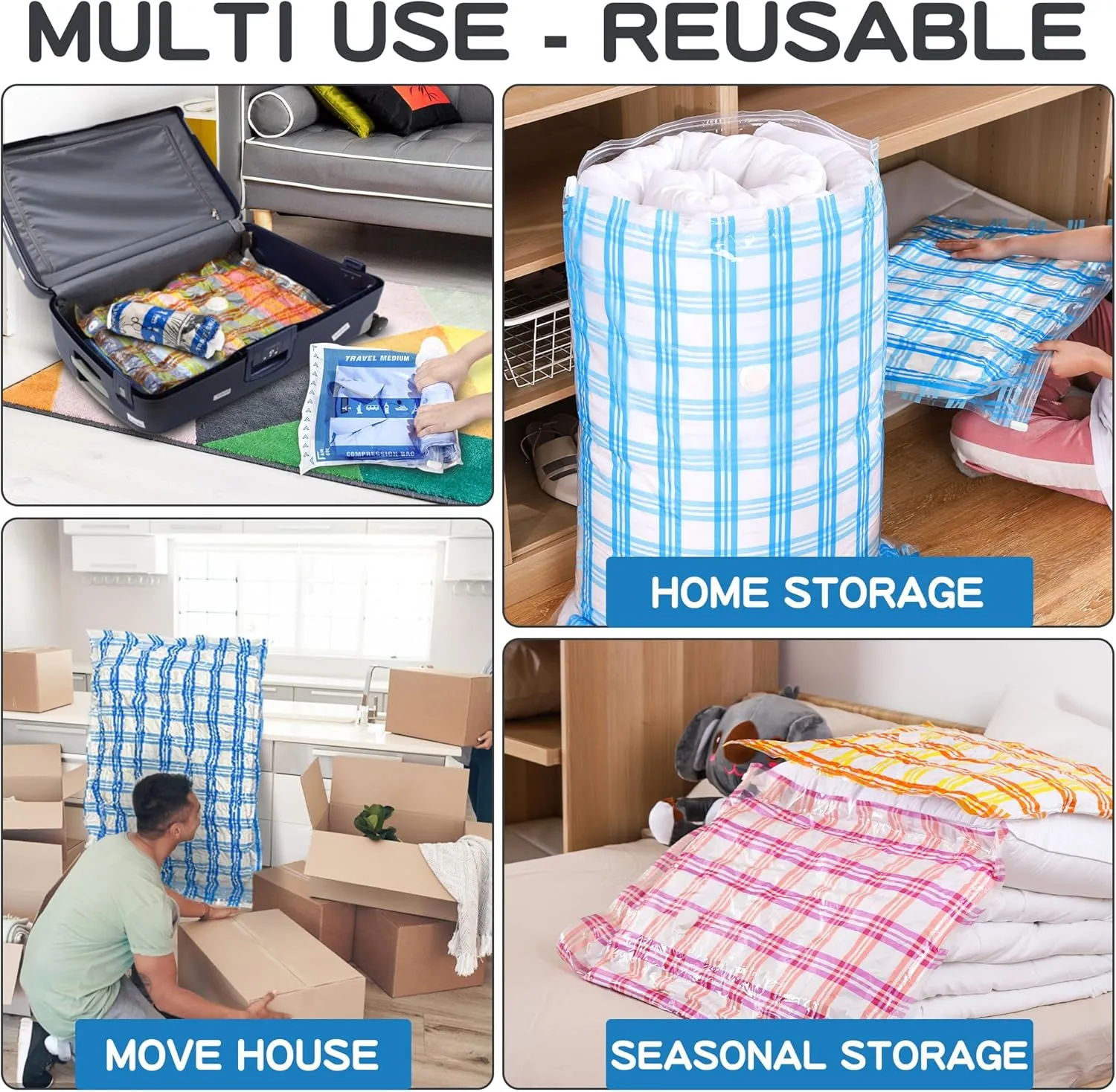 Storage Master Vacuum Storage Bags for Clothes, 35 Airtight Vacuum Seal Space Saver Bags for Clothing Blankets and Comforters (35 Pack)