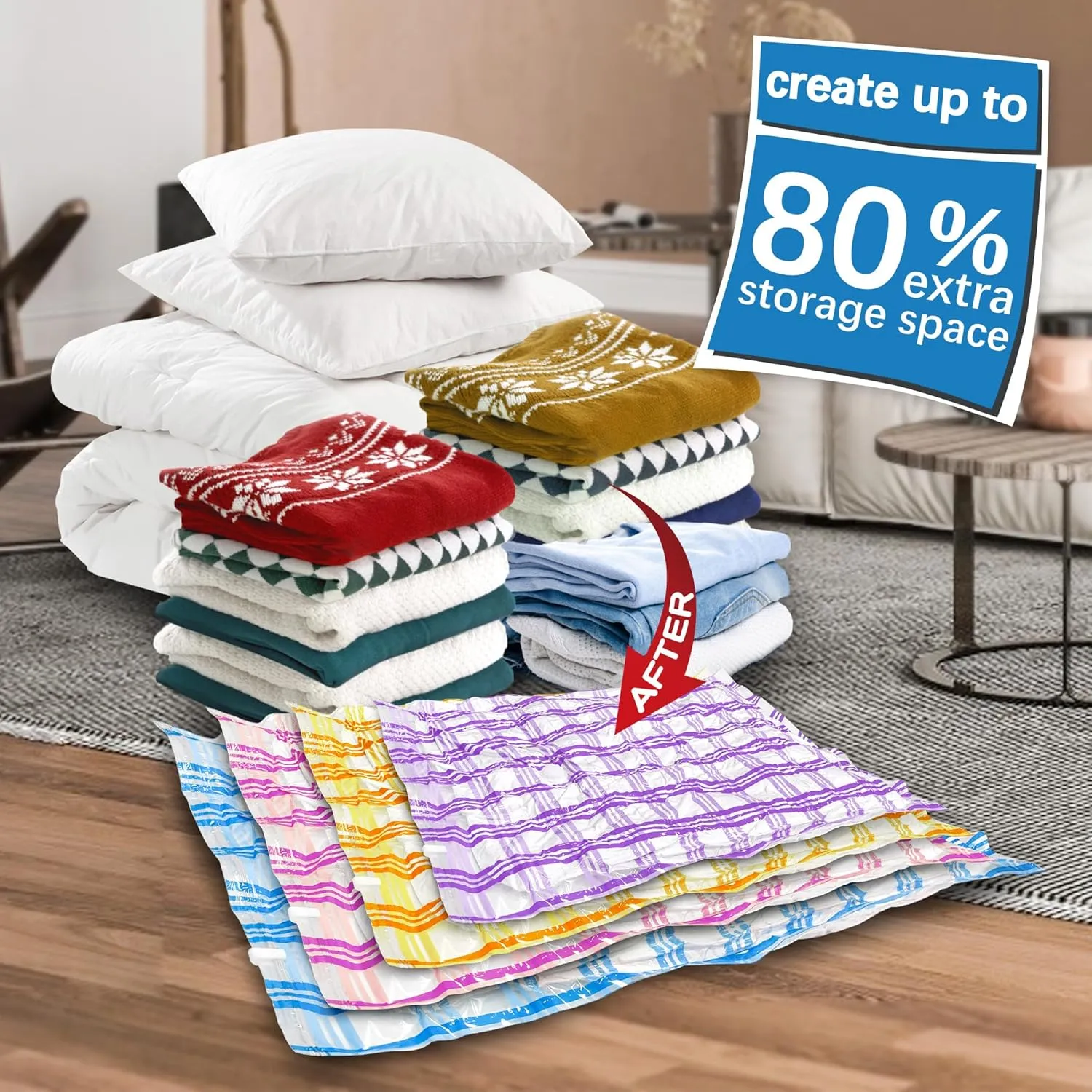 Storage Master Vacuum Storage Bags for Clothes, 35 Airtight Vacuum Seal Space Saver Bags for Clothing Blankets and Comforters (35 Pack)