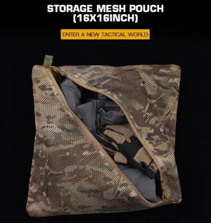 Storage Mesh Pouch (16 * 16in), Cradle net Material Miscellaneous Outdoor Carry Camouflage Storage Bag (Grey)