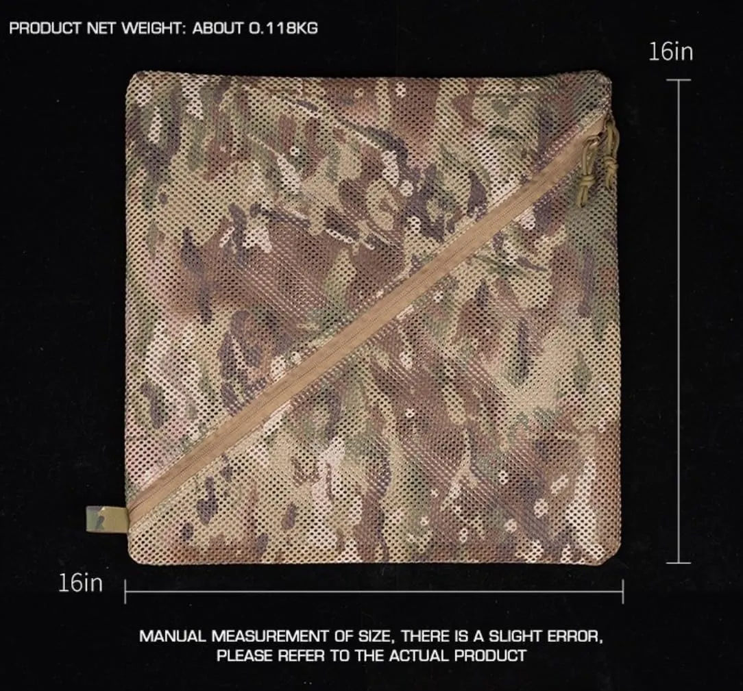 Storage Mesh Pouch (16 * 16in), Cradle net Material Miscellaneous Outdoor Carry Camouflage Storage Bag (Grey)