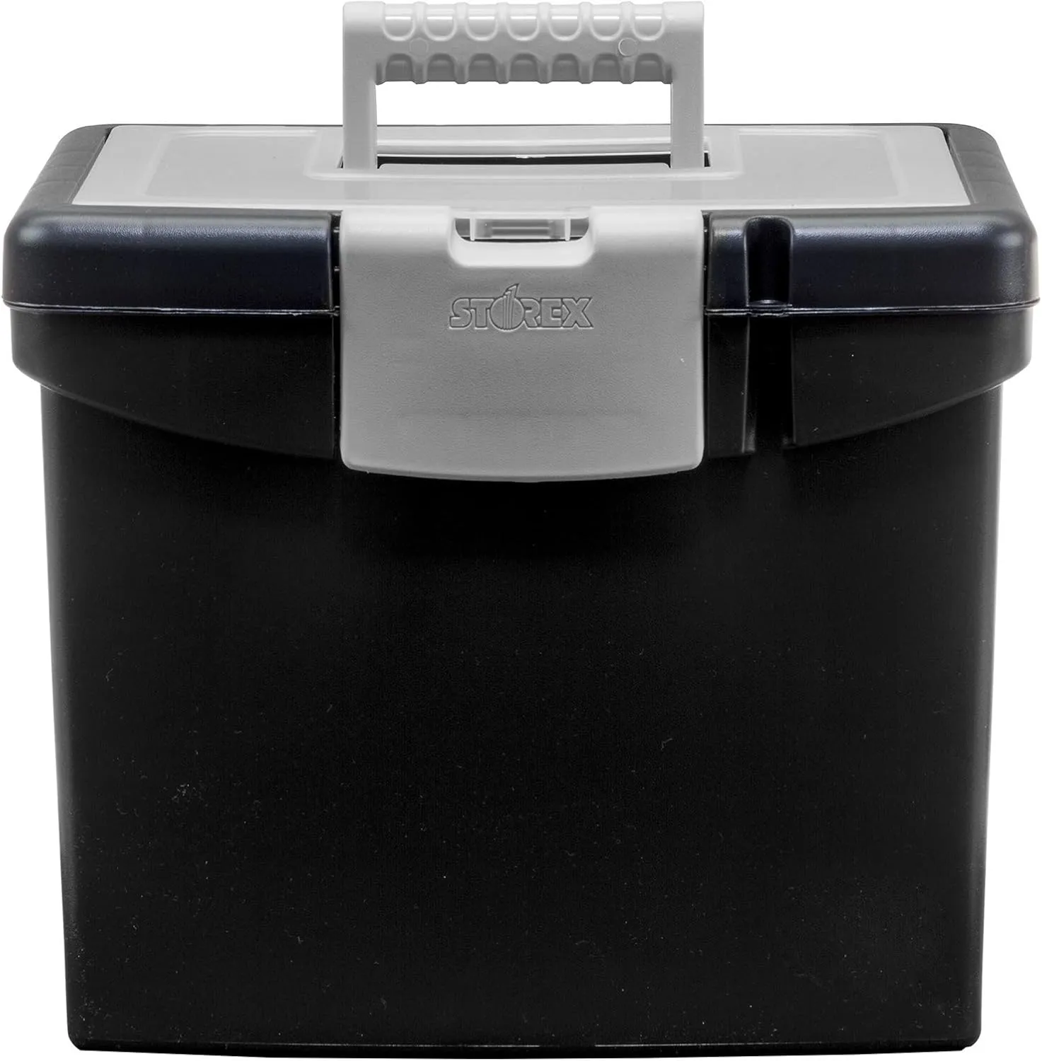 Storex 61504B02C Portable File Box with XL Lid, 11 x 13-1/2 x 11 Inches, Black