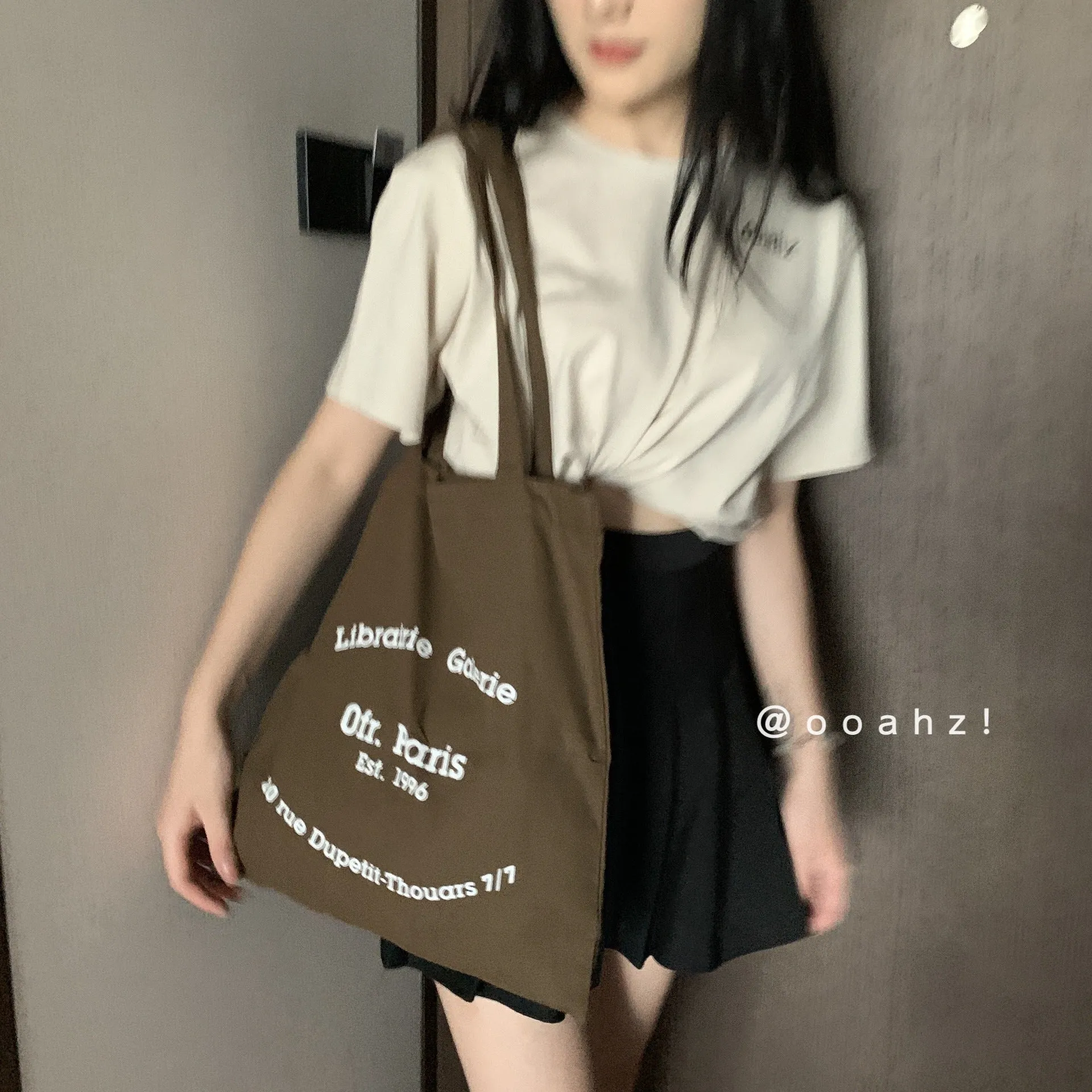 Style French Joker Simple Letter Commuter Canvas Shoulder Bags