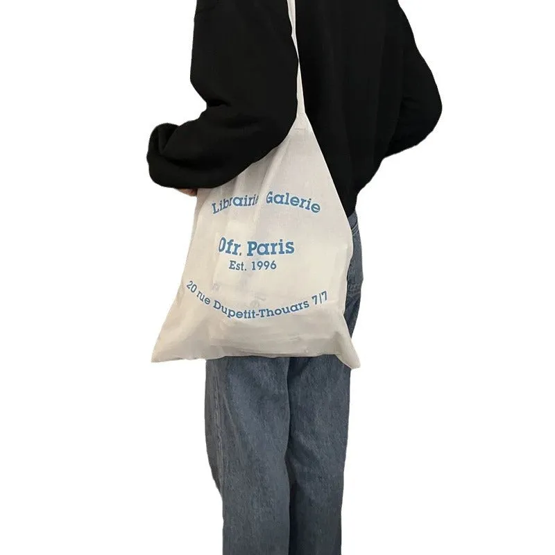 Style French Joker Simple Letter Commuter Canvas Shoulder Bags