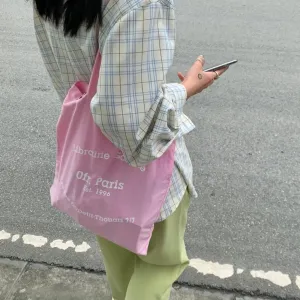 Style French Joker Simple Letter Commuter Canvas Shoulder Bags