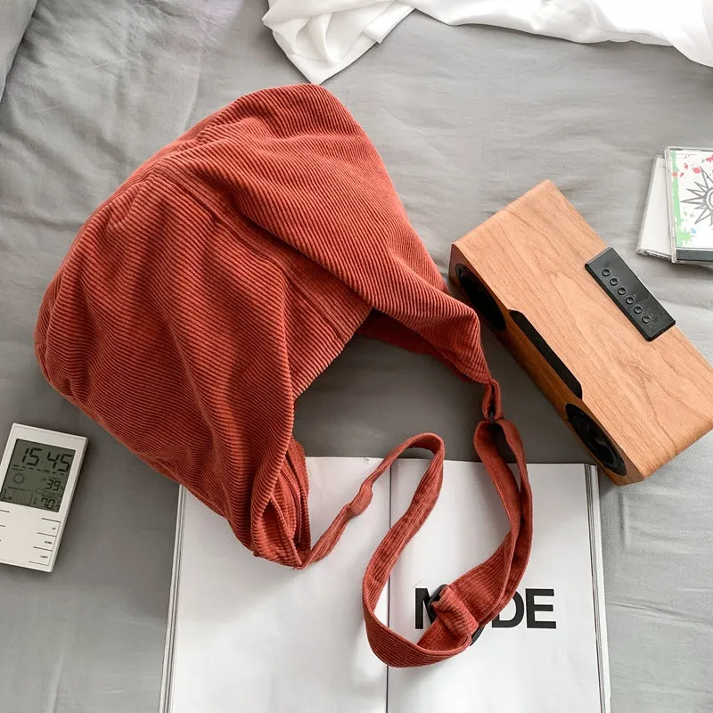Style Large Capacity Corduroy Canvas Idle Female Crossbody Bags