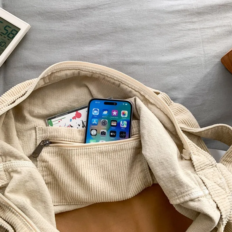 Style Large Capacity Corduroy Canvas Idle Female Crossbody Bags