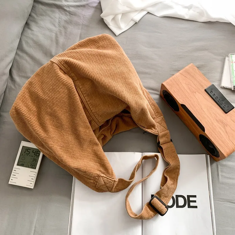 Style Large Capacity Corduroy Canvas Idle Female Crossbody Bags