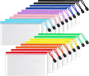 SUNEE Plastic Mesh Zipper Pouch 4x9 in (9 Colors, 18 Packs), Plastic Pencil Pouches, Multipurpose Travel Bags, for Office Supplies Bills Cosmetics Travel Accessories& Games Organizing Storage