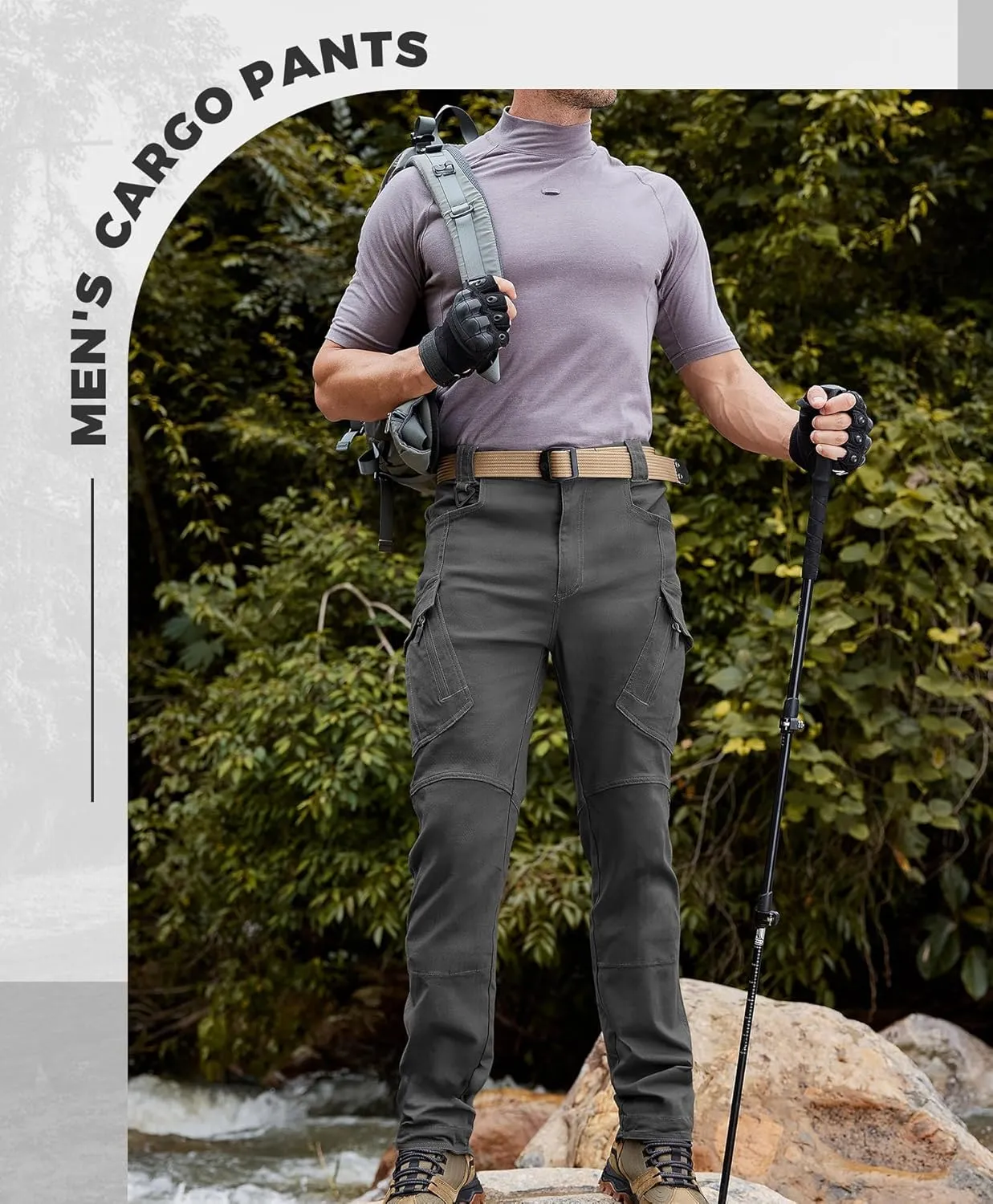 Susclude Men's Outdoor Cargo Work Trousers Military Tactical Pants Ripstop Assault Combat Trousers Hiking Pants Men