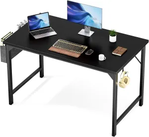 Sweetcrispy Computer Office Desk 48 Inch Student Kids Study Writing Work with Headphone Hooks & Storage Bag Modern Simple PC Home Bedroom Table, Black