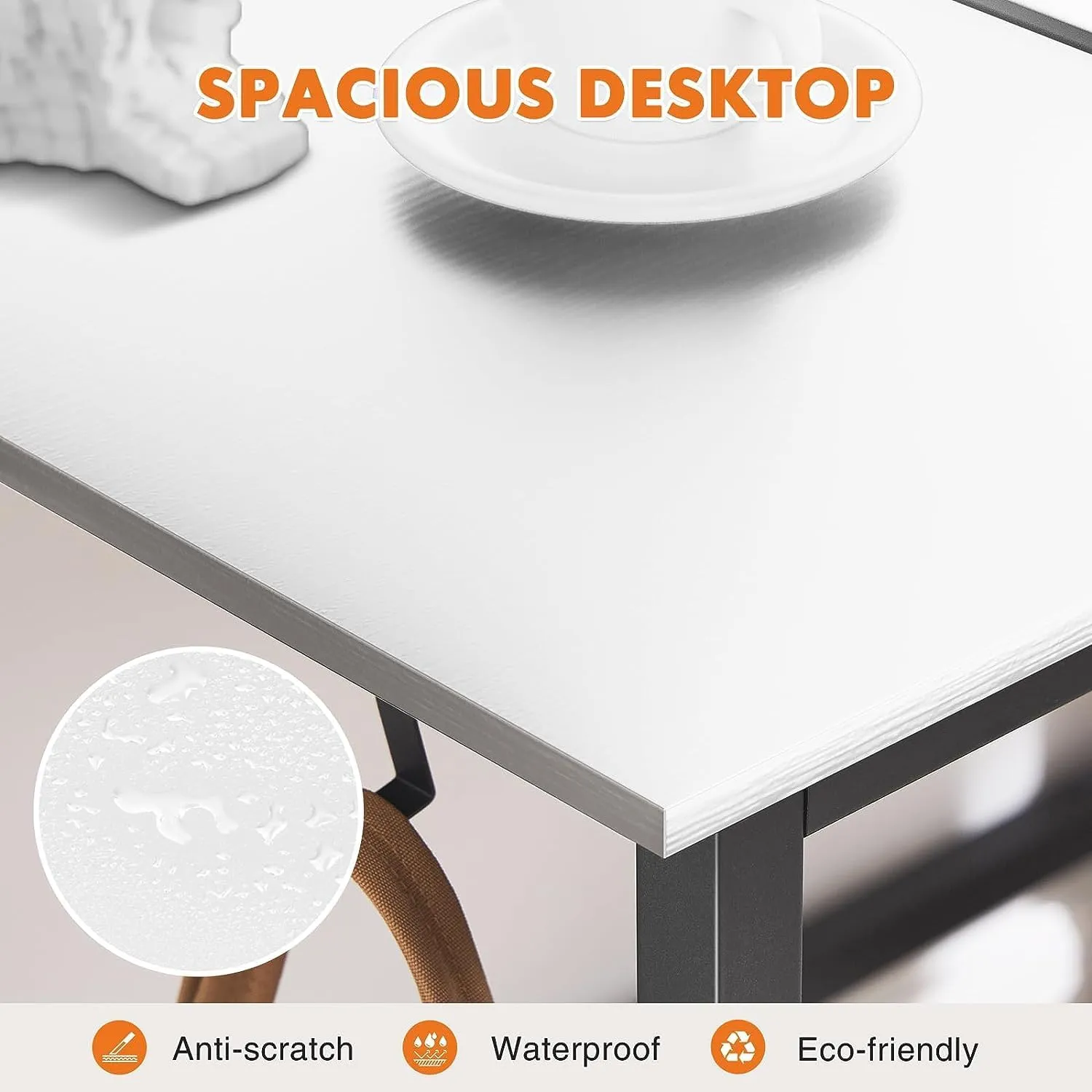 Sweetcrispy Computer Small Desk, Office 32 Inch Writing Work Study Kids Student Teacher Home Bedroom Table with Storage Bag Headphone Hooks & no Wheels - White