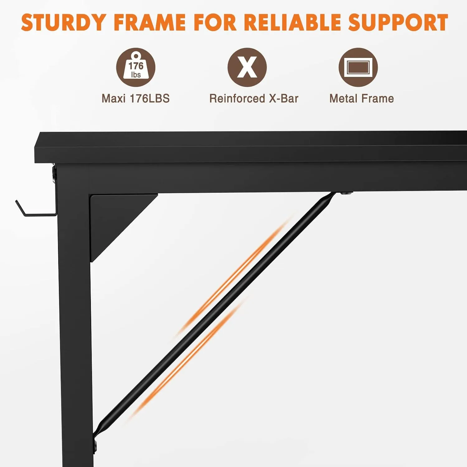 Sweetcrispy Small Computer Office Desk 32 Inch Kids Student Study Writing Work with Storage Bag & Headphone Hooks Modern Simple Home Bedroom PC Table - Black
