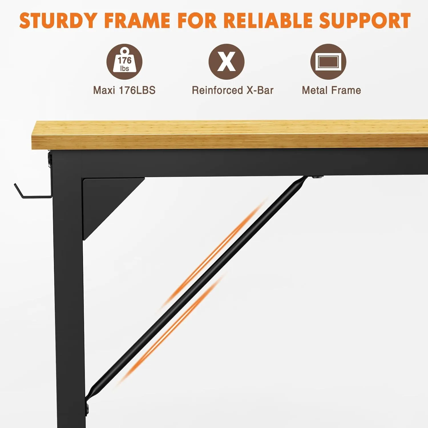 Sweetcrispy Small Computer Office Desk 32 Inch Kids Student Study Writing Work with Storage Bag & Headphone Hooks Modern Simple Home Bedroom PC Table, Nature