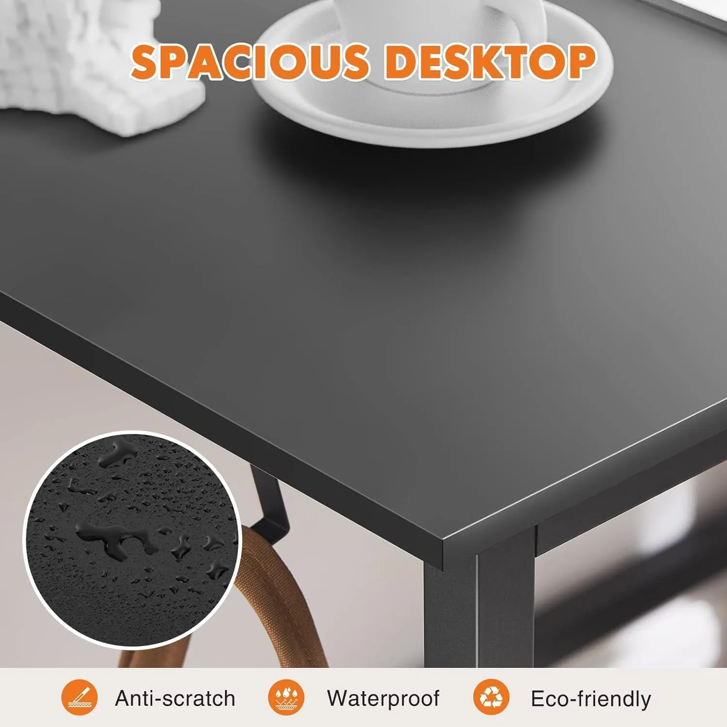 Sweetcrispy Small Computer Office Desk 40 Inch Kids Student Study Writing Work with Storage Bag & Headphone Hooks Modern Simple Home Bedroom PC Table - Black