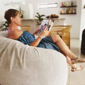 SXBCyan Bean Bag Chairs 3/4ft Cotton Corduroy Bean Bag Cover Without Filler Floor Pouf Beanbag Lounger Lazy Futon Couch Sofa Bed Ottoman (Color : Beige-Cover, Size : D45xH30cm-cover)