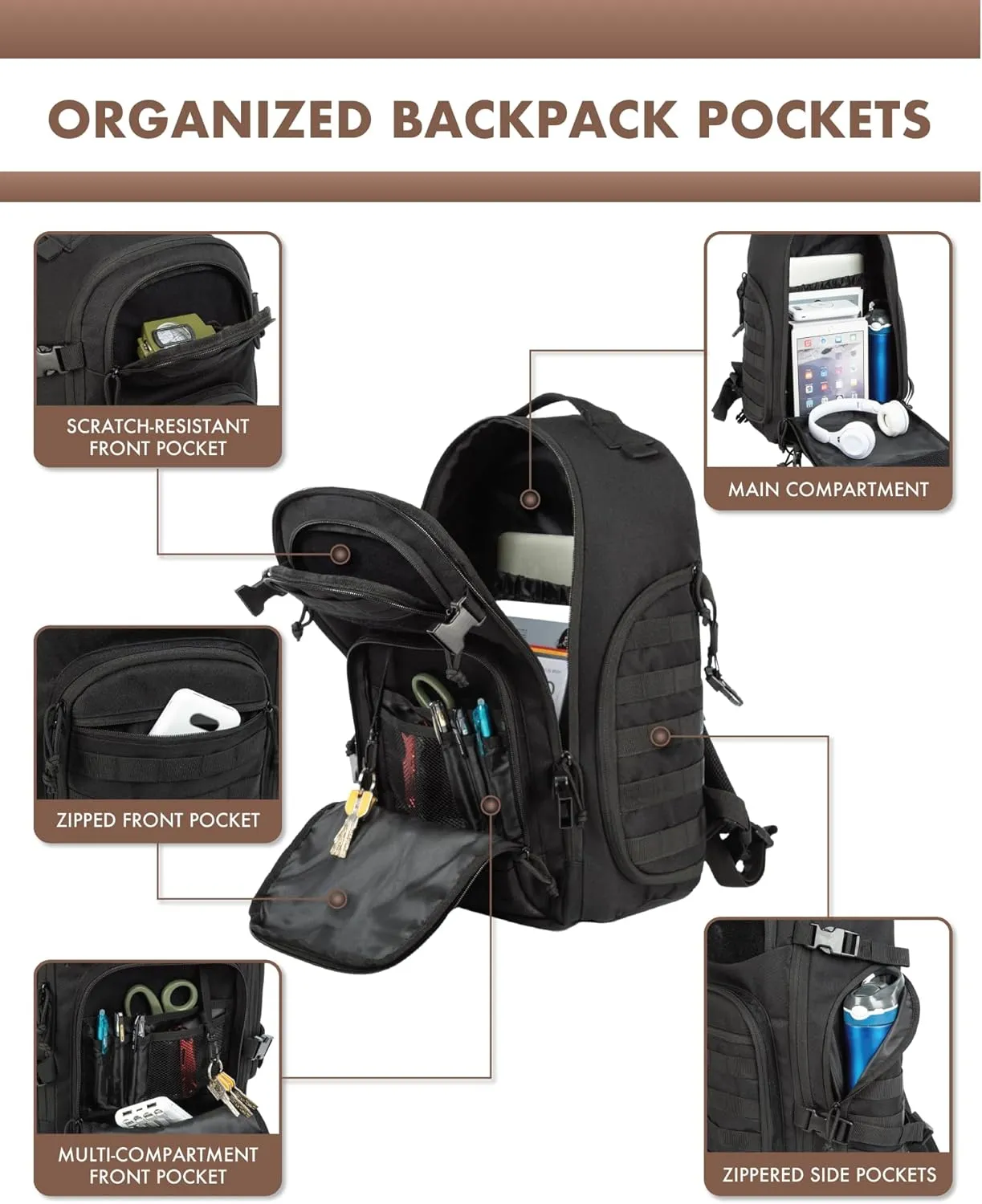 Tactical Laptop Backpack Military Backpack for Men Black Tactical Bag Backpack
