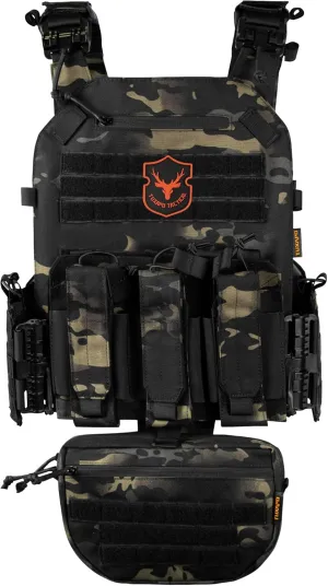 Tactical Molle Vest for Big Men with Quick Release Front Pouch Set Heavy-Duty Detachable and Reassembleable Gear
