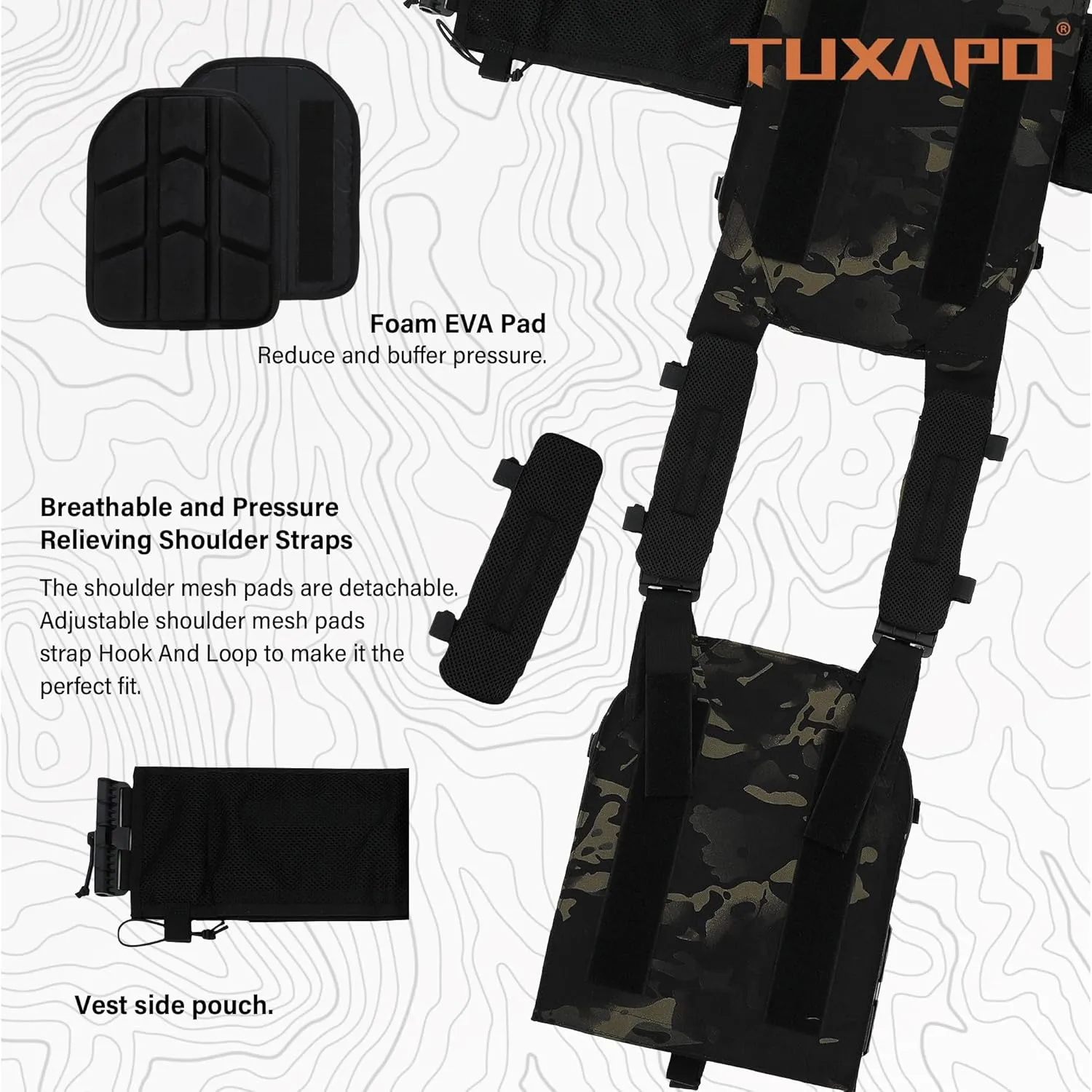 Tactical Molle Vest for Big Men with Quick Release Front Pouch Set Heavy-Duty Detachable and Reassembleable Gear